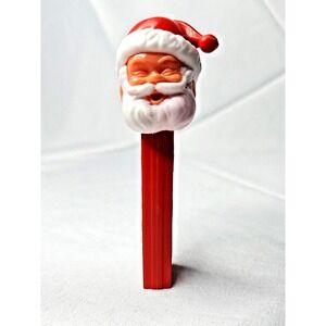 Vintage Santa Claus Pez Dispenser - Closed Eyes, Red Stem, No Feet